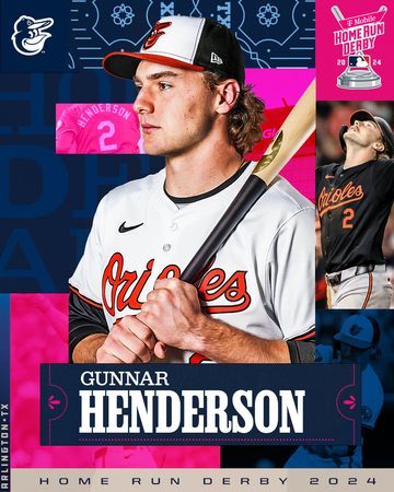▲金鶯游擊手亨德森（Gunnar Henderson）參加全壘打大賽。（圖／翻攝自X／MLB）