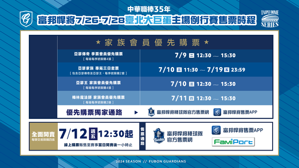 ▲富邦悍將7月26日到7月28日再度前往台北大巨蛋進行系列賽         。（圖／富邦悍將提供）