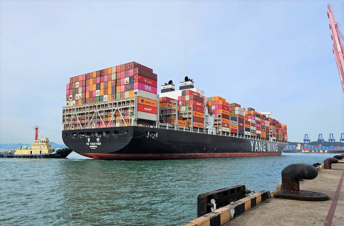 ▲陽明海運賢明輪為首艘外籍船舶選擇在韓國添加生質燃油。（圖／陽明提供）