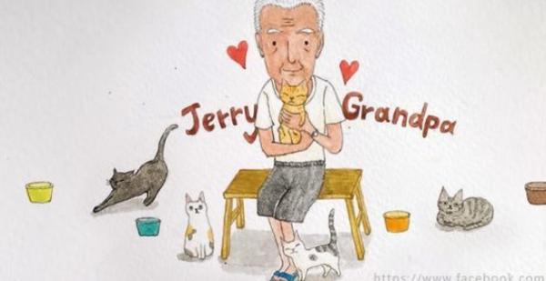 ▲來台超過30年「英國爺爺Jerry」過世　生前花光積蓄照顧百隻浪貓（圖／翻攝自Facebook／餵貓英國人馬爺爺Jerry）