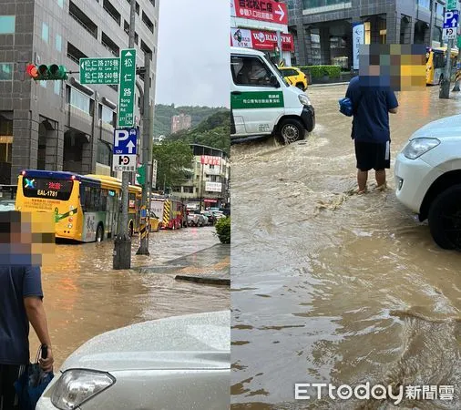 ▲松仁路「變超長泥水道」掀浪花。（圖／原PO授權引用，下同）