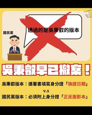 ▲民進黨立委吳秉叡先前與國民黨團在《選罷法》修法提案中的差異處。（圖／翻攝自Facebook／王定宇）