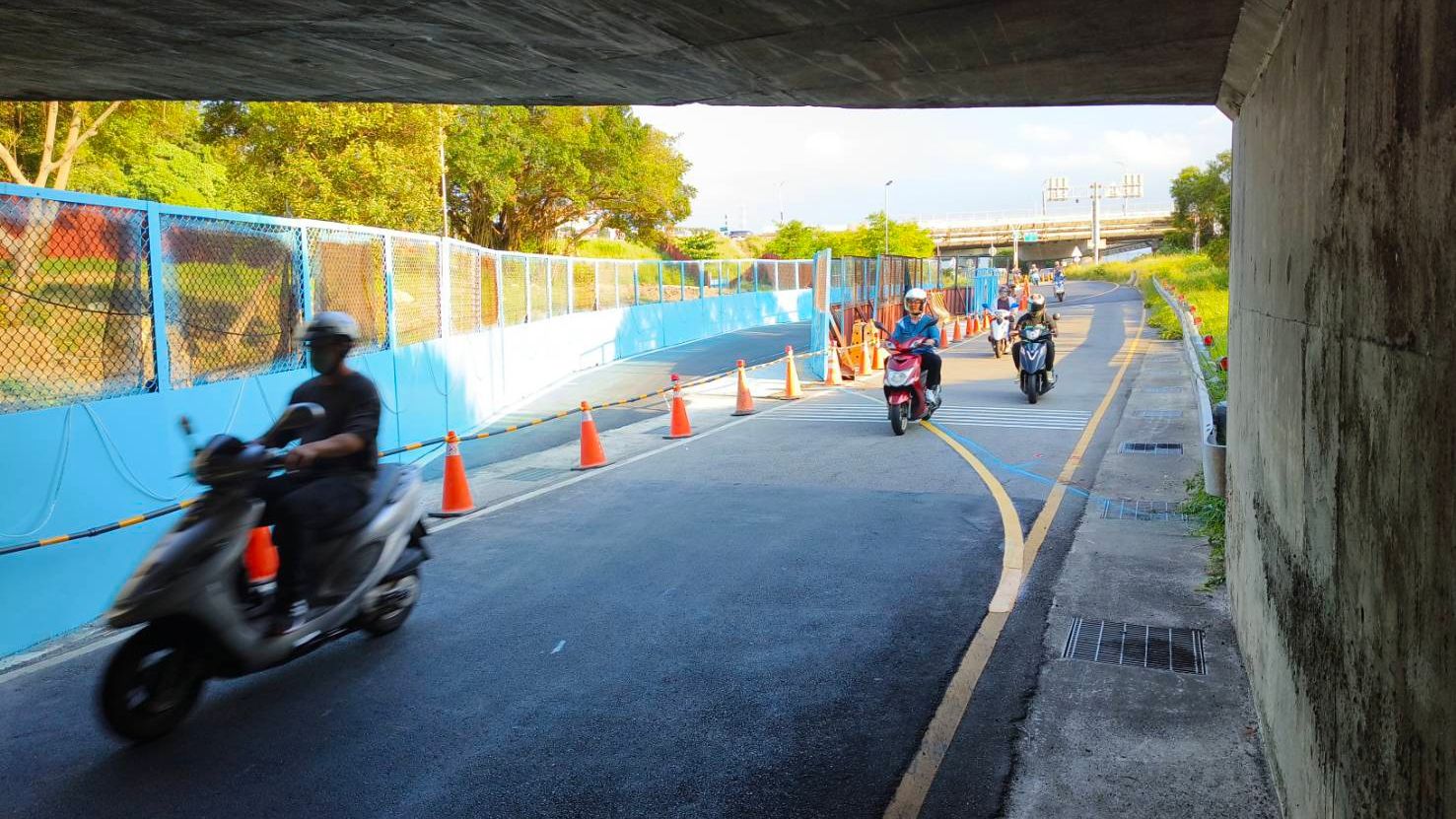 ▲淡北道路調整機車線型。（圖／新北市工務局提供）