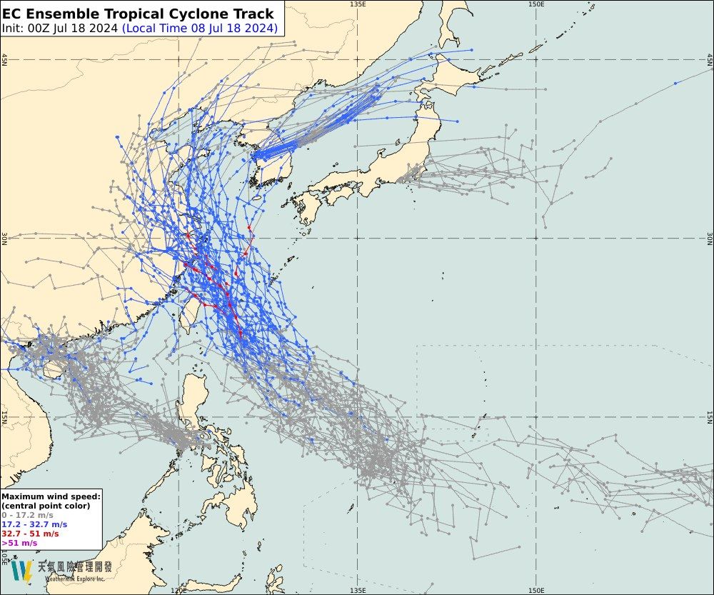 ▲▼熱帶系統預測路徑。（圖／天氣風險公司臉書）