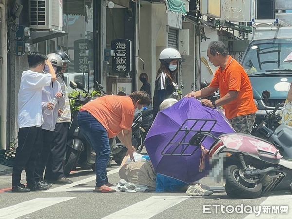 ▲▼彰化市發生汽車和機車碰撞車禍，路人紛紛好心救援傷者。（圖／記者唐詠絮翻攝）