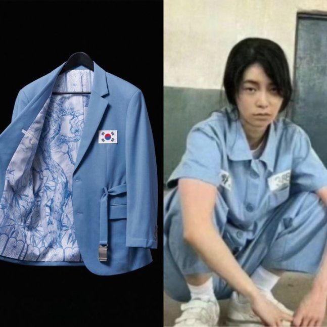 ▲▼中國網友們認為，南韓巴黎奧運制服和「黑暗榮耀」朴涎鎮的囚服。撞衫（圖／翻攝自韓網）