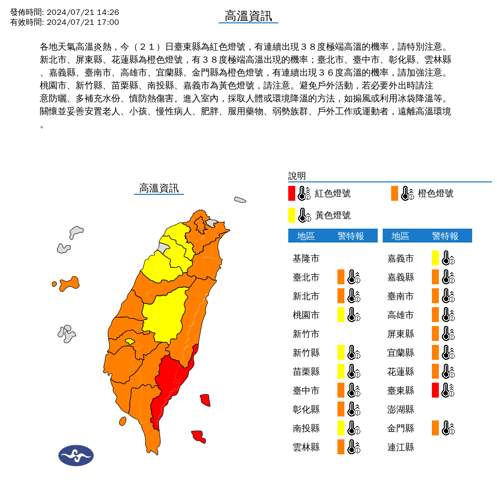 ▲▼高溫資訊圖。（圖／氣象署提供）