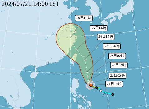 ▲▼凱米颱風降雨趨勢及路徑預測。（圖／記者蔡亞樺攝）