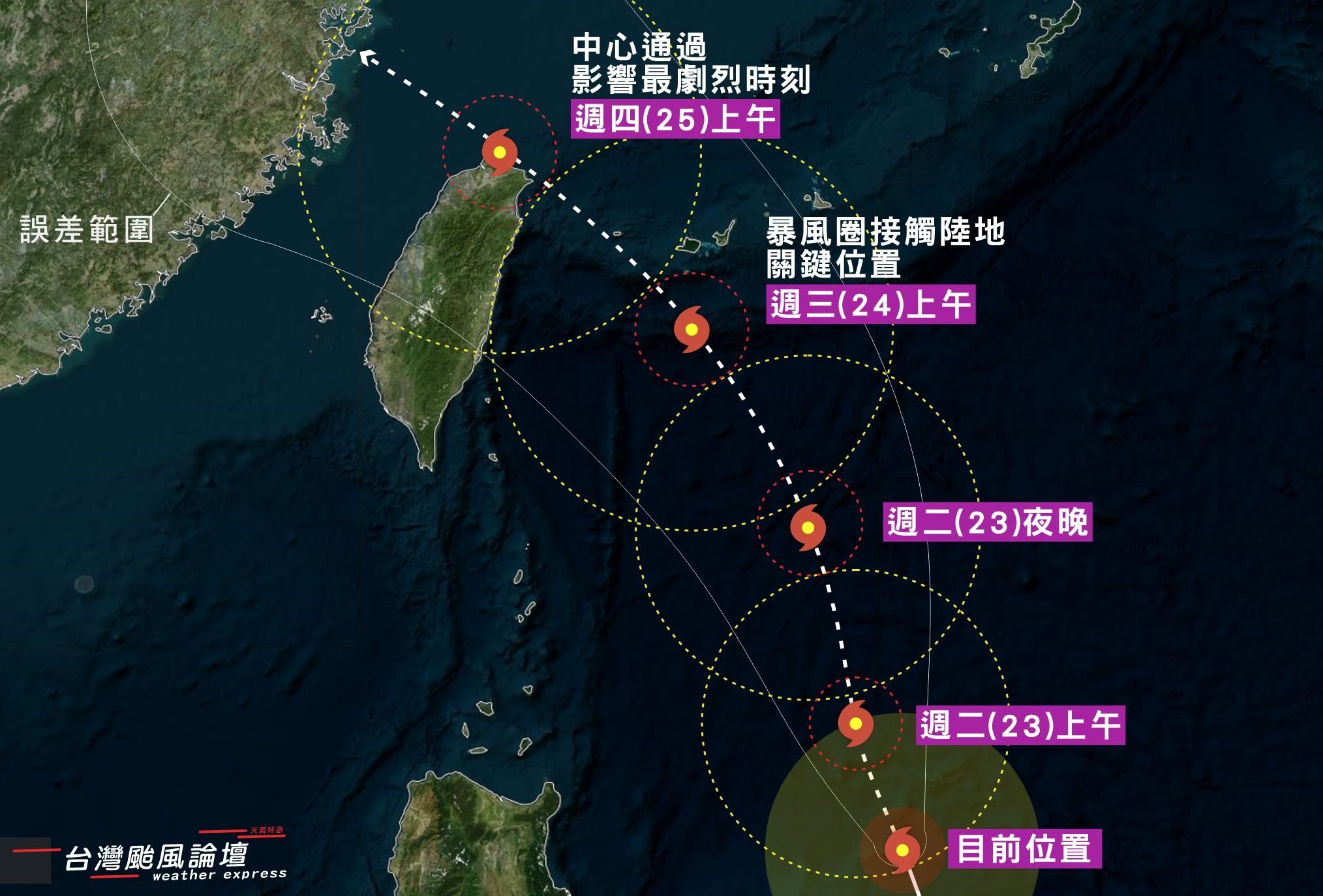 ▲▼凱米逐漸增強，環流也漸漸變胖、擴大。             。（圖／翻攝台灣颱風論壇｜天氣特急臉書）