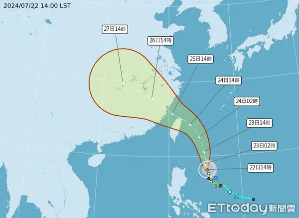 ▲▼凱米颱風預測及未來天氣趨勢。（圖／氣象署提供）