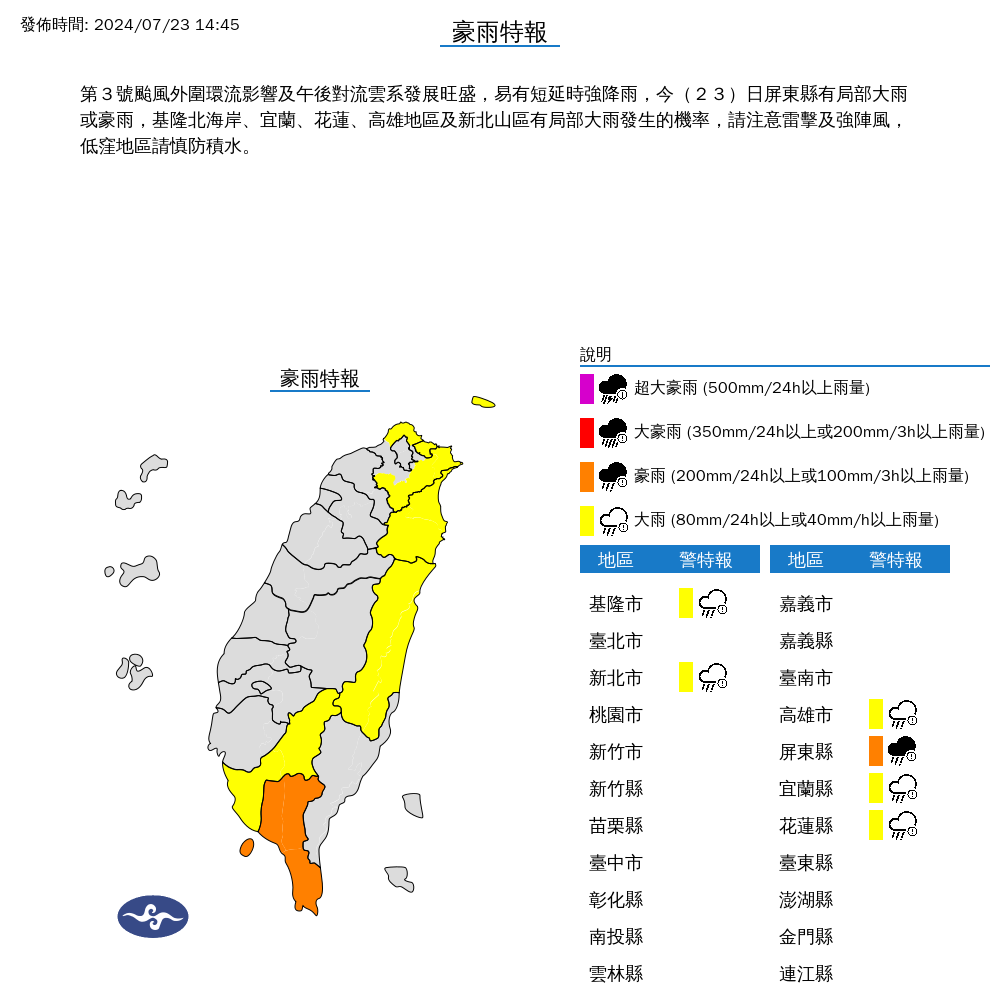 ▲▼氣象署發布豪大雨特報。（圖／氣象署提供）