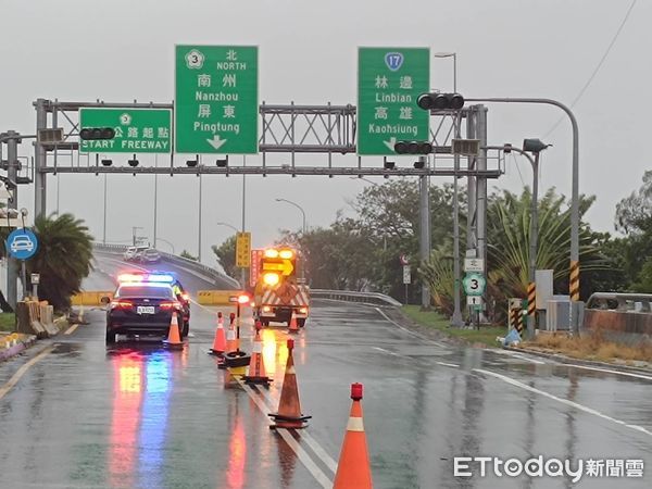 ▲國道三號林邊交流道至大鹏灣環灣道路之北上路段高架橋於7月24日14時起供民眾緊急停車             。（圖／東港警分局提供）