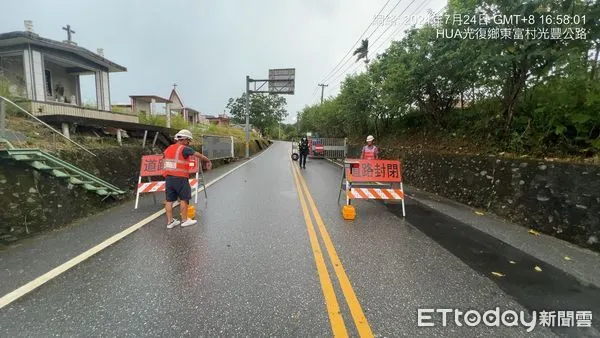 ▲▼為避免坍方與土石流，造成交通阻斷、人車受困，台11甲線光豐公路全線封閉。（圖／鳳林警分局提供，下同）