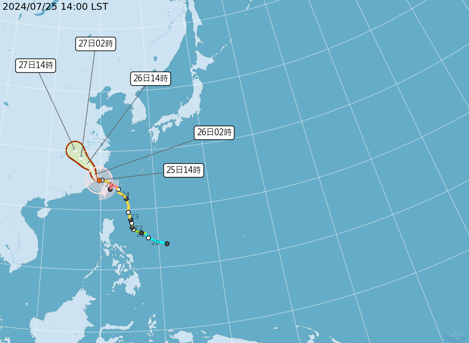 ▲凱米颱風目前已登陸大陸福建。（圖／氣象署）