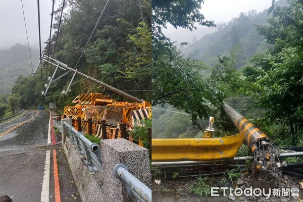 ▲▼台中梨山重創！搶修人員拍下「土石狂瀉瞬間」　電桿被折斷。（圖／記者許權毅翻攝）