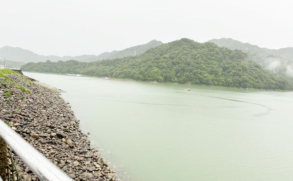 ▲「凱米」颱風2天內為石門水庫集水區帶來豐沛雨量，石門水庫即時景象。（圖／北水分署提供）