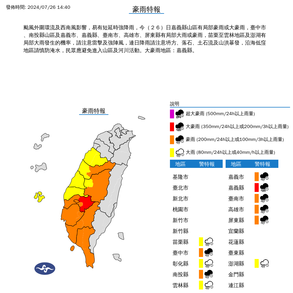 ▲▼豪雨特報。（圖／氣象署）