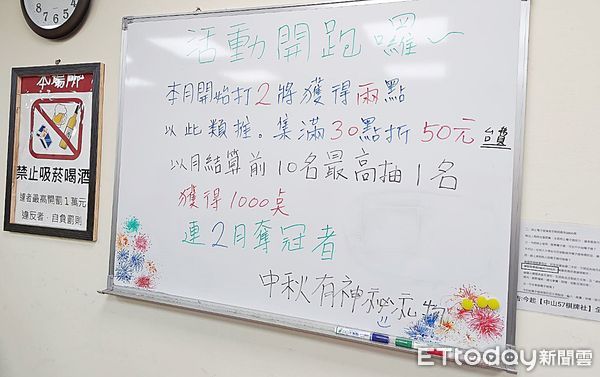 ▲桃園警方昨天突檢桃園區某棋牌社，業者以「中秋贈送神秘禮物」與「集點免收檯費」吸引賭客。（圖／記者沈繼昌翻攝）