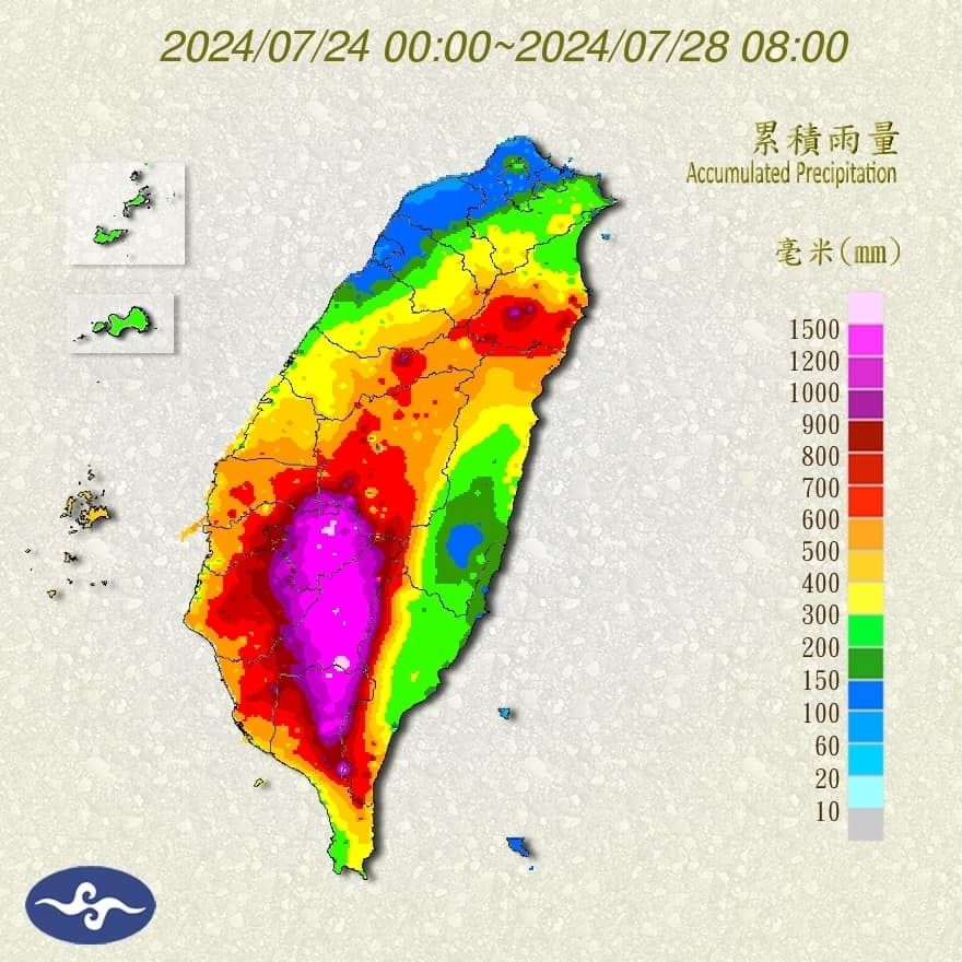 ▲▼凱米、莫拉克颱風單日雨量累積。（圖／翻攝觀氣象看天氣臉書）