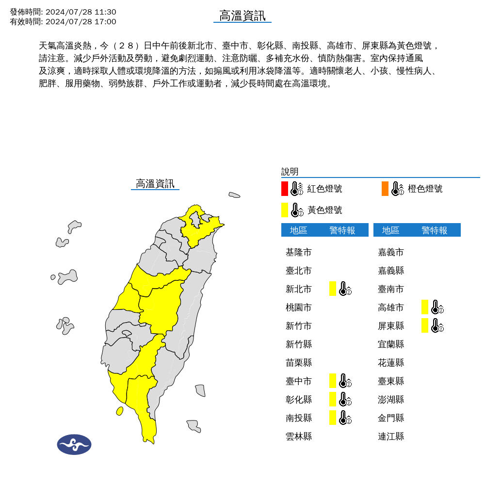 ▲▼高溫資訊圖。（圖／氣象署提供）