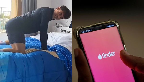 ▲▼湯姆戴利測試有著「防性愛床」之稱的紙板床,Tinder。（組圖／翻攝自X、路透）