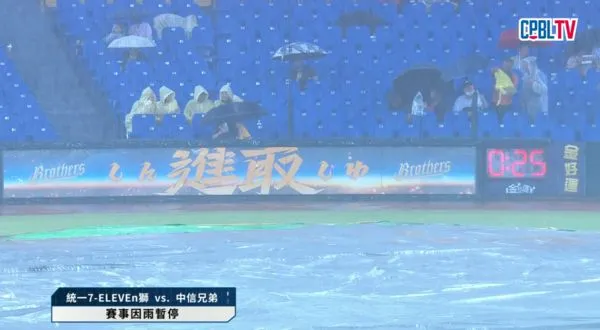 ▲▼洲際球場大雨。（圖／截自CPBL TV）