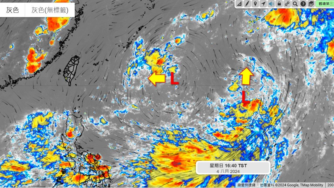 ▲▼環流圈中有熱帶低壓或颱風發展起來的機會，但直接影響台灣的可能性不高。（圖／翻攝天氣職人-吳聖宇臉書）
