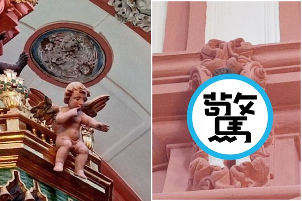 西班牙300年老教堂修復，悲劇了！小天使驚變「搞笑猛男鬼」。（翻自X平台）