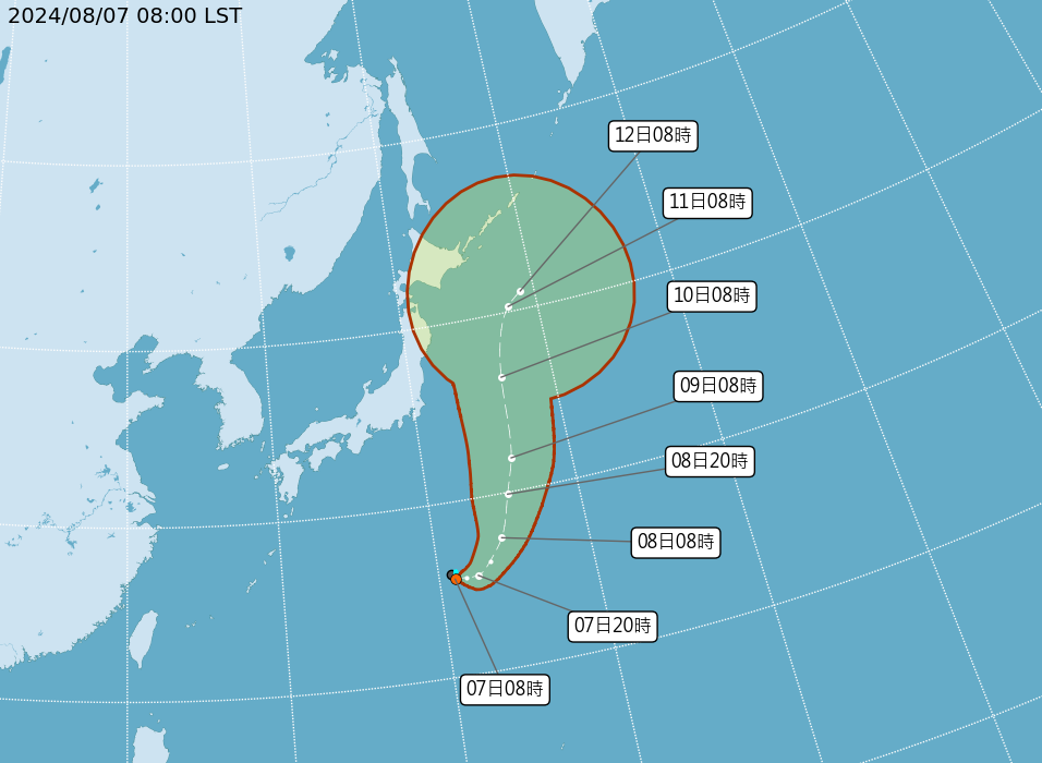 ▲▼熱帶性低氣壓TD06路徑。（圖／氣象署提供）