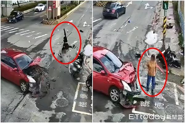 ▲27歲陳姓機車騎士遭違規左轉車輛撞上，送醫宣告不治，撞擊瞬間曝光。（圖／重機車友 ❘ 各區路況天氣、資訊分享中心，下同）