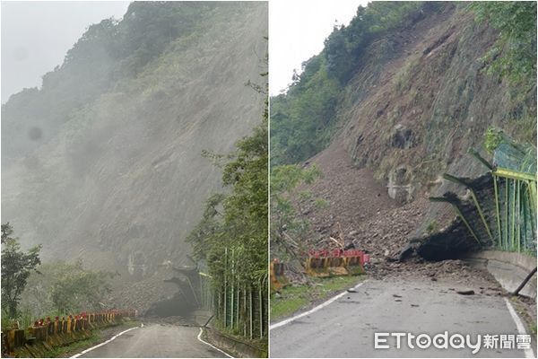 ▲▼高雄藤枝遊樂區聯外道路大片土石崩落。（圖／記者吳奕靖翻攝）