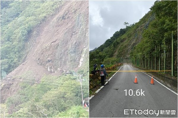 ▲▼高雄藤枝遊樂區聯外道路大片土石崩落。（圖／記者吳奕靖翻攝）