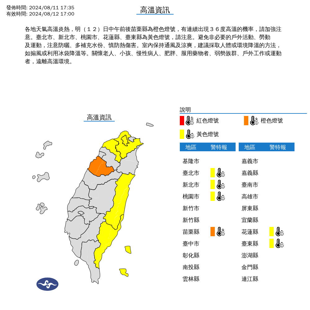 ▲▼高溫資訊圖。（圖／氣象署提供）