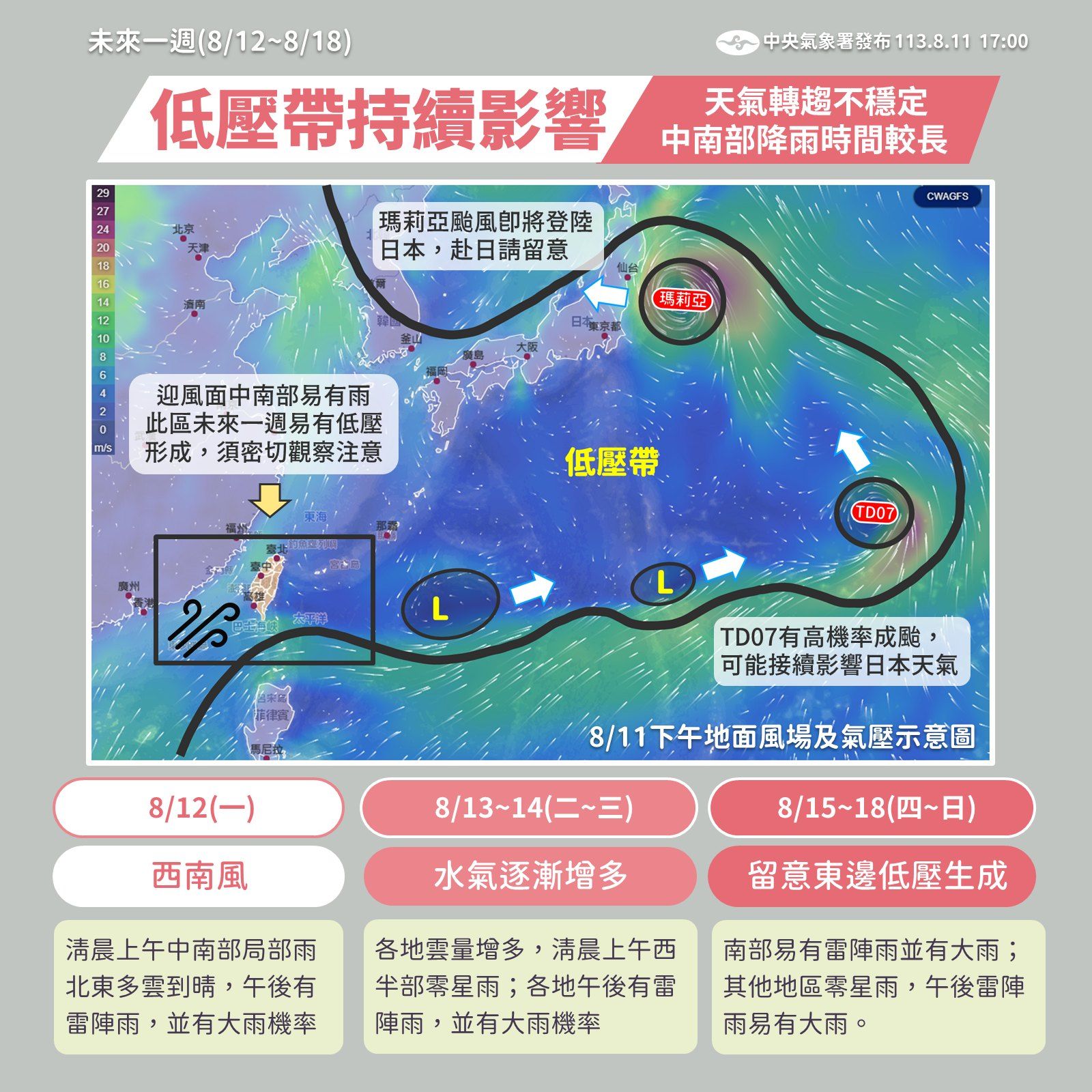 ▲▼未來一周天氣趨勢 。（圖／氣象署提供）