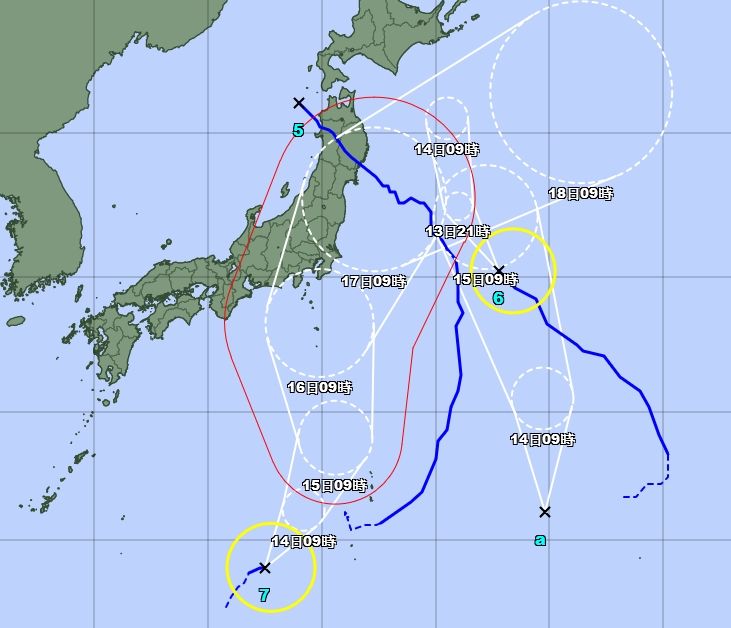 ▲▼又有熱帶低壓生成，可能增強為8號颱「悟空」。（圖／翻攝日本氣象廳）