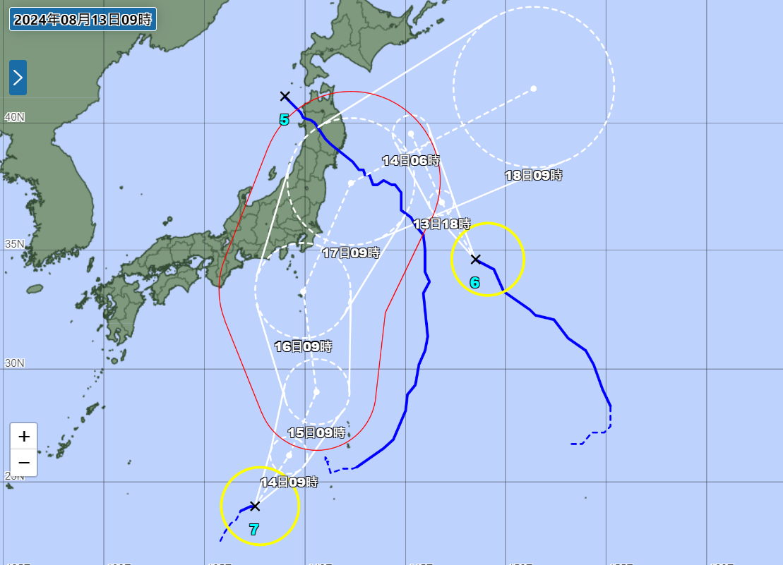 ▲▼雙颱共舞！山神、安比「接力直衝日本」。（圖／日本氣象廳）