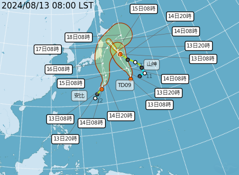 ▲▼颱風、熱帶性低氣壓路徑預測。（圖／氣象署提供）