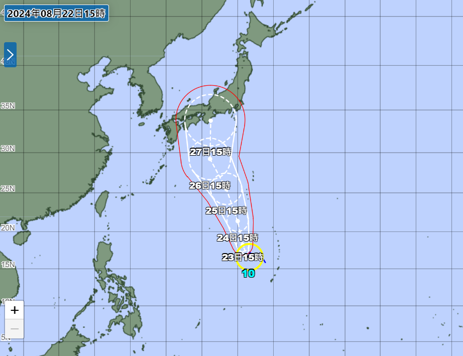 ▲▼珊珊颱風預計26日起靠近日本。（圖／日本氣象廳）