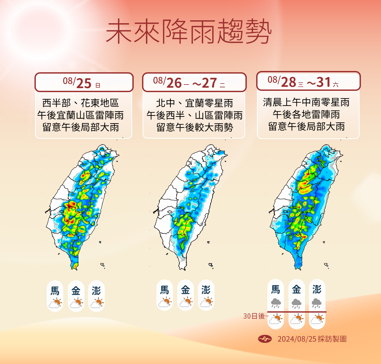 ▲▼未來天氣趨勢 。（圖／氣象署提供）