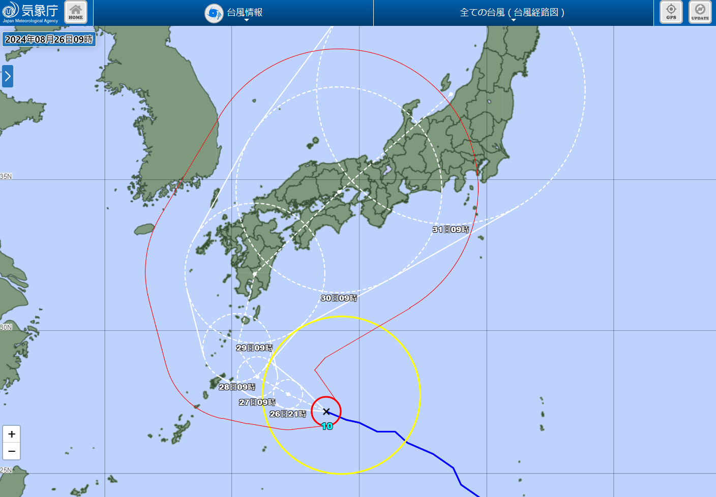 ▲▼颱風珊珊29日登陸九州！　日氣象廳估「3天橫斷日本」。（圖／翻攝自日本氣象廳）