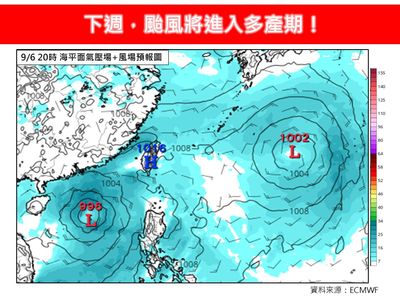 可能有颱風！　下周進入「多產期」