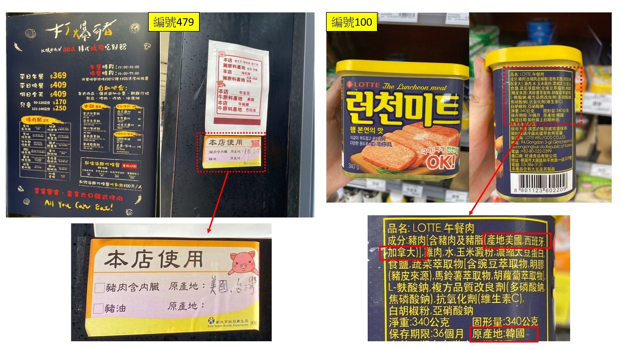 ▲▼消基會抽查600件含豬肉產品，僅有2件為美豬，其中一件原產地是在韓國。（圖／消基會提供）