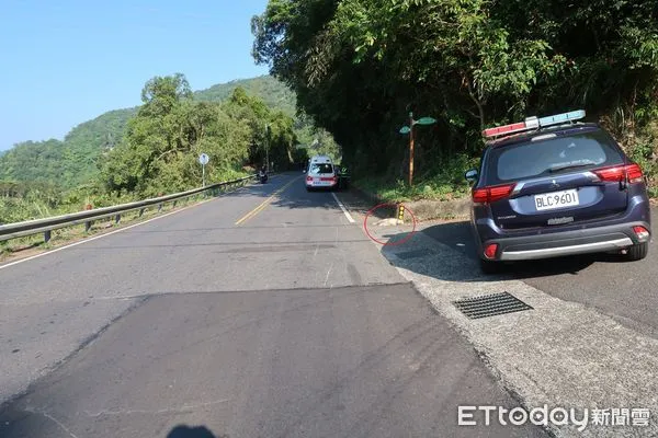 ▲王男騎車跑山遇到狗突然衝出，閃避不及撞上翻車。（圖／記者陸運陞翻攝）