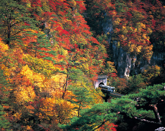 ▲▼宮城縣鳴子峽，宮城賞楓景點。（圖／JR東日本提供）