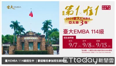 Eduniversal最佳EMBA排名調查！台大EMBA亞太第三強　9月7日起北中南巡迴招生說明