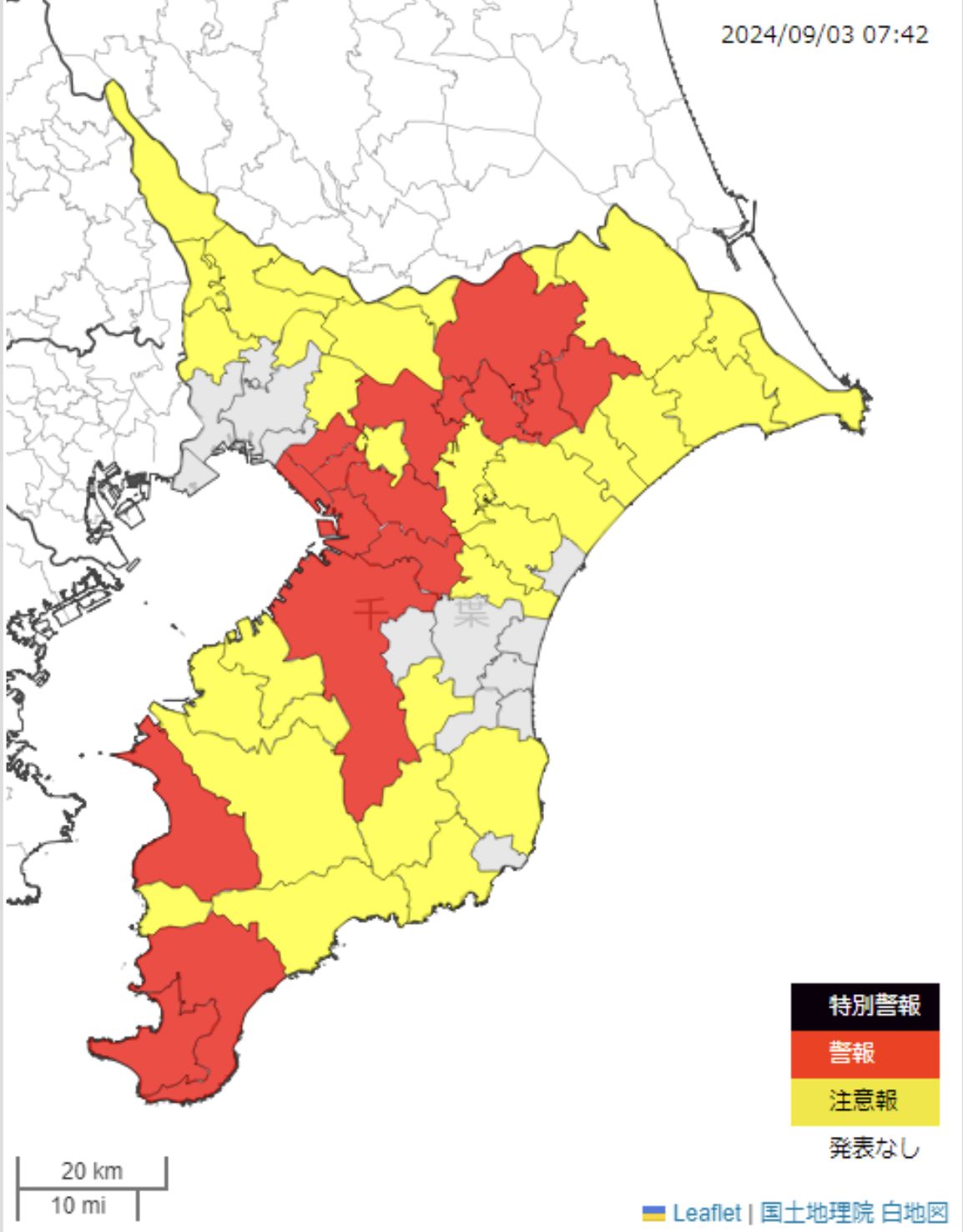 ▲千葉縣市原市等發生土石流災害警戒。（圖／翻攝「千葉県土砂災害警戒情報システム」）