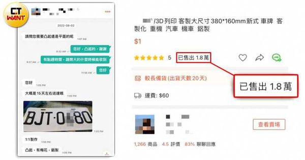 不肖業者看準商機於拍賣網站賣假車牌牟利，價格落在新台幣6000至12000元。（圖／報系資料照）