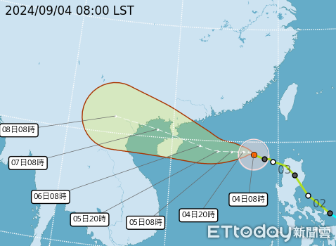 ▲摩羯增強為中颱 。（圖／氣象署提供）