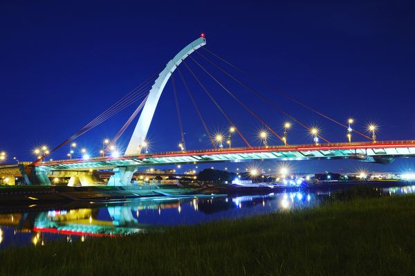 ▲大佳河濱公園大直橋夜景。（圖／台北市水利處提供，蘇辰福攝影）