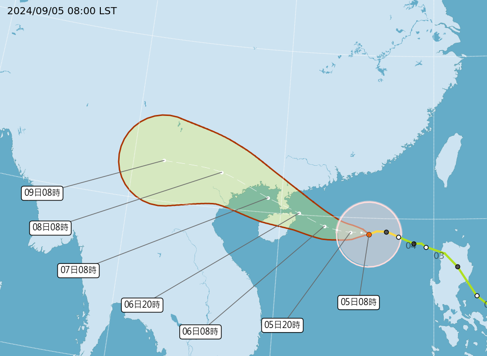 ▲▼摩羯增強為強颱。（圖／氣象署提供）